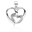 Sølv (925) hjerte vedhæng med mindre hjerte med zirkoner (flere varianter)
