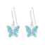 Hængende Sommerfugle øreringe med krystaller i sølv 925 (assorterede farver) A4S18140
