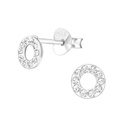 Cirkler øreringe med krystaller i sølv 925 A4S24682 (assorterede farver)