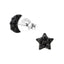 Måne/stjerne ørestikker med krystaller i sølv 925 (sort) A4S34522