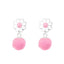 Blomster ørestikker med pomponer i sølv 925 (lyserød) A4S37167