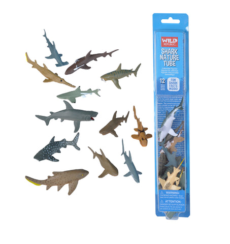 Wild Republic Naturrør "Shark" - Haj figurer 12 stk.