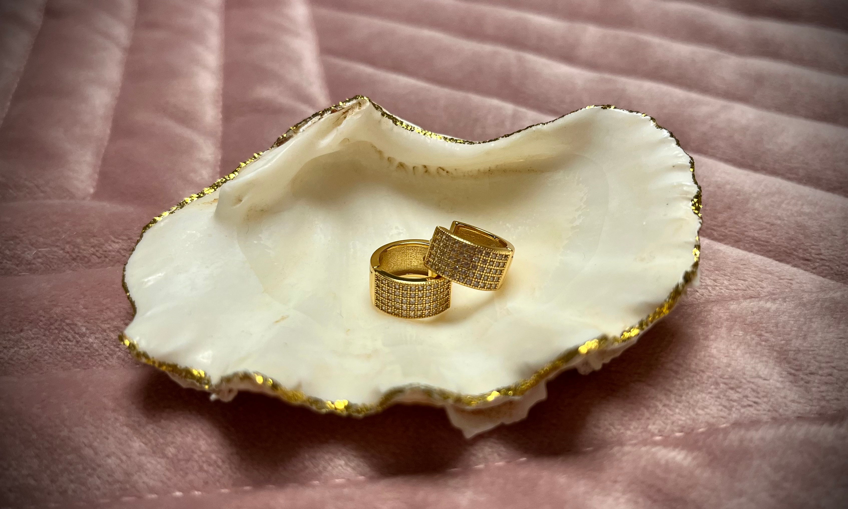 Elegante creoler med fem rækker zirconia, Latch back lås, forgyldt sølv (10052) Sekundært billede