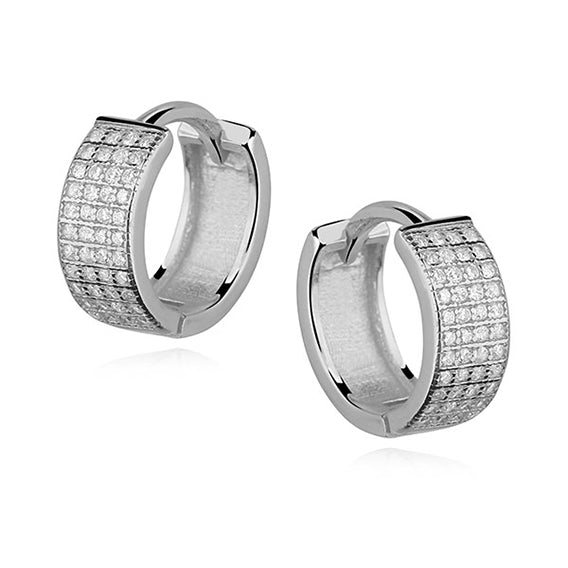 Elegante creoler med fire rækker zirkoner (10199) Hovedbillede