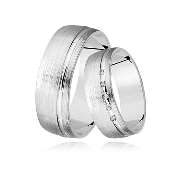 Sølv (925) vielsesring med hvide zirkoner (10487), flere størrelser Sekundært billede