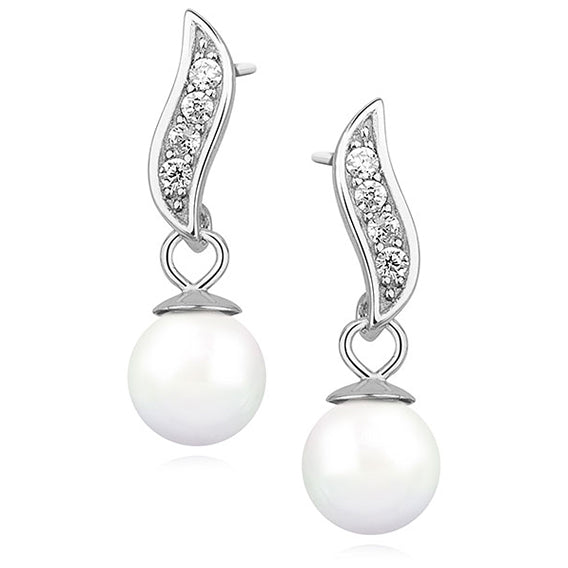 Sølv (925) perleøreringe med zirkoner (flere varianter) Hovedbillede