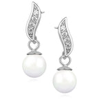 Sølv (925) smukke perleøreringe med zirkoner (flere varianter)