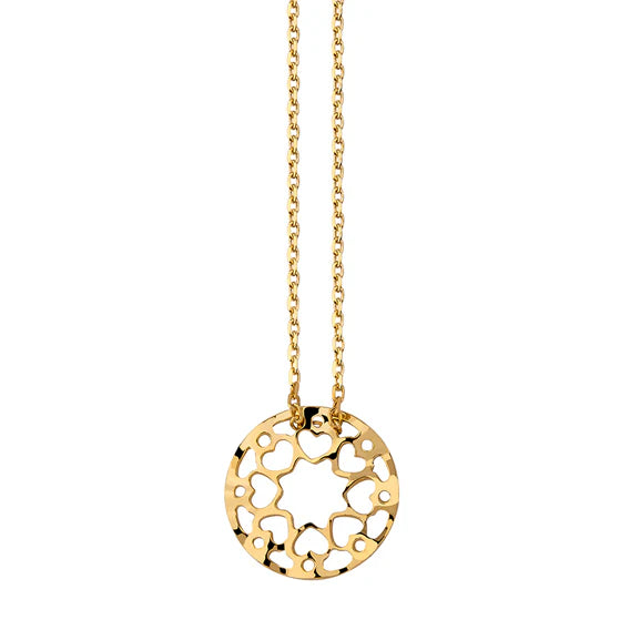 Halskæde med hjerter 42-45cm, justerbar, forgyldt 24K sølv (11718) Hovedbillede