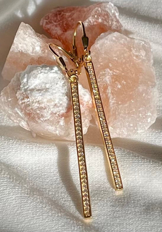 Drop øreringe med hvide zirkoner, forgyldt 14K sølv (11833) Sekundært billede