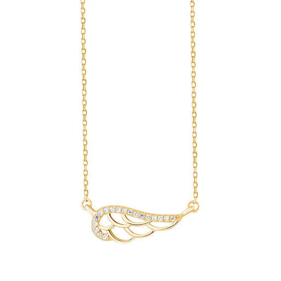 Halskæde - vinge med zirkoner 42-45cm, justerbar, forgyldt 24K sølv (11876) Hovedbillede