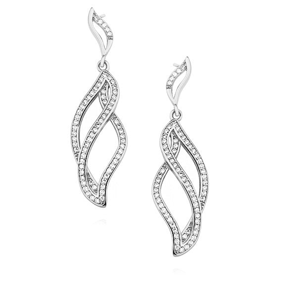 Ekstravagante ørestikker i sølv med hvide zirkoner (flere varianter) Sekundært billede