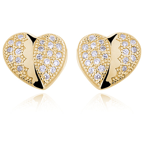 Forgyldte hjerte øreringe 