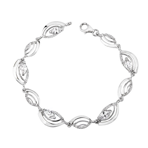 Sølv armbånd med hvide zirkoner 18 cm (12115)