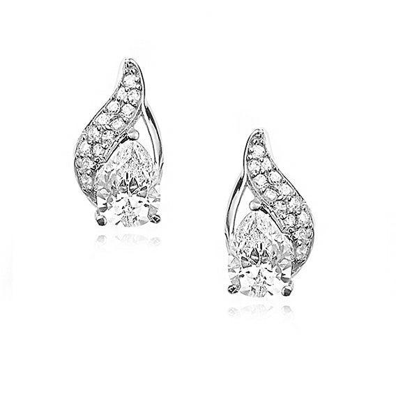Sølv øreringe med hvide zirkoner Hovedbillede
