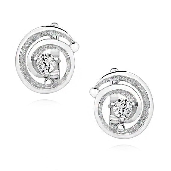 runde øreringe med hvide zirkoner