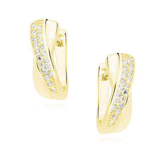 forgyldte øreringe med hvide zirkoner