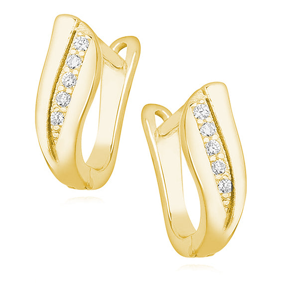 Forgyldte øreringe med zirkoner, Latch back lås (12804)