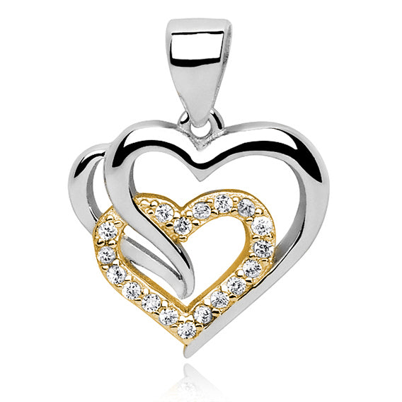 Sølv vedhæng tredobbelt hjerte med hvide zirkoner (12898) Hovedbillede