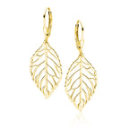 blad øreringe i forgyldt sølv