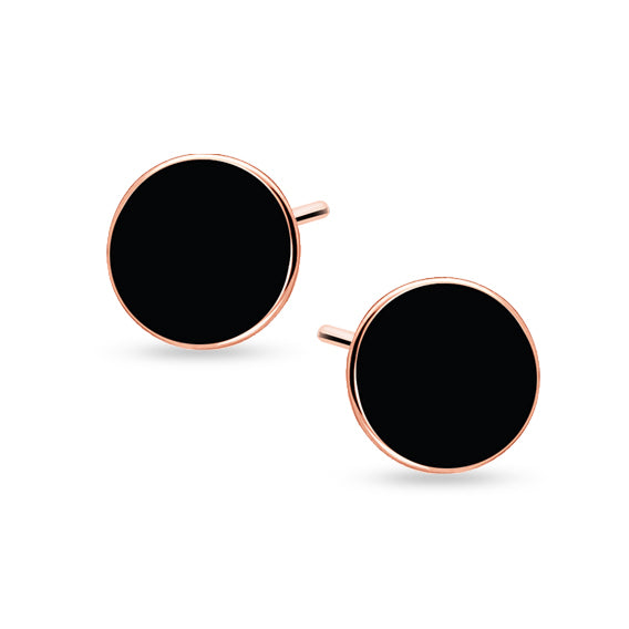 Cirkler ørestikker, guldbelagte, sorte emaljerede (flere varianter) Sekundært billede