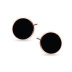 Cirkler ørestikker rosa guldbelagte sorte emaljerede