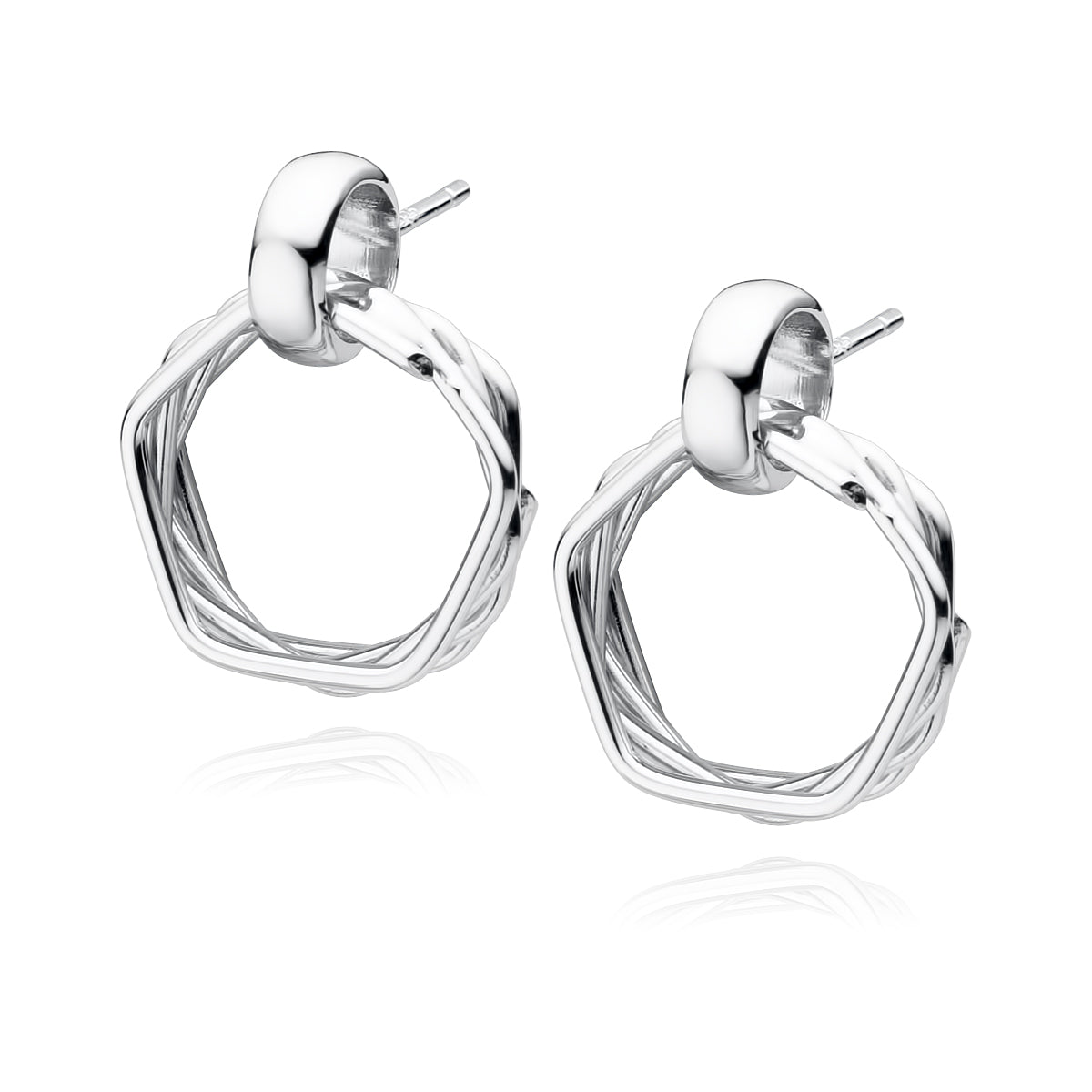 femkantede ørestikker i sølv Hovedbillede