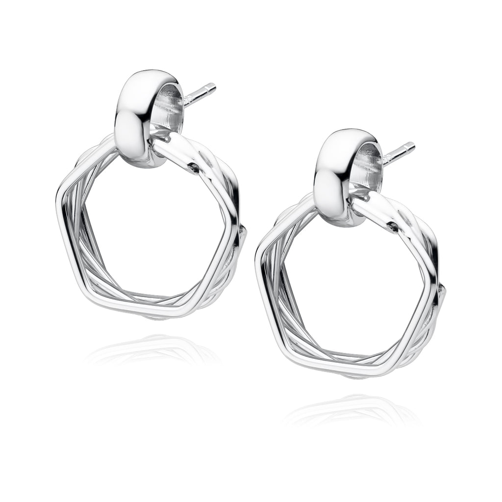 femkantede ørestikker i sølv