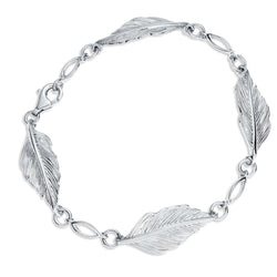 Sølv (925) armbånd med fjer 19 cm (13902)