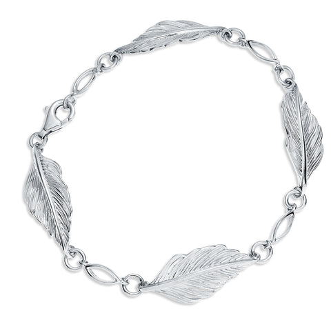 Sølv (925) armbånd med fjer 19 cm (13902)