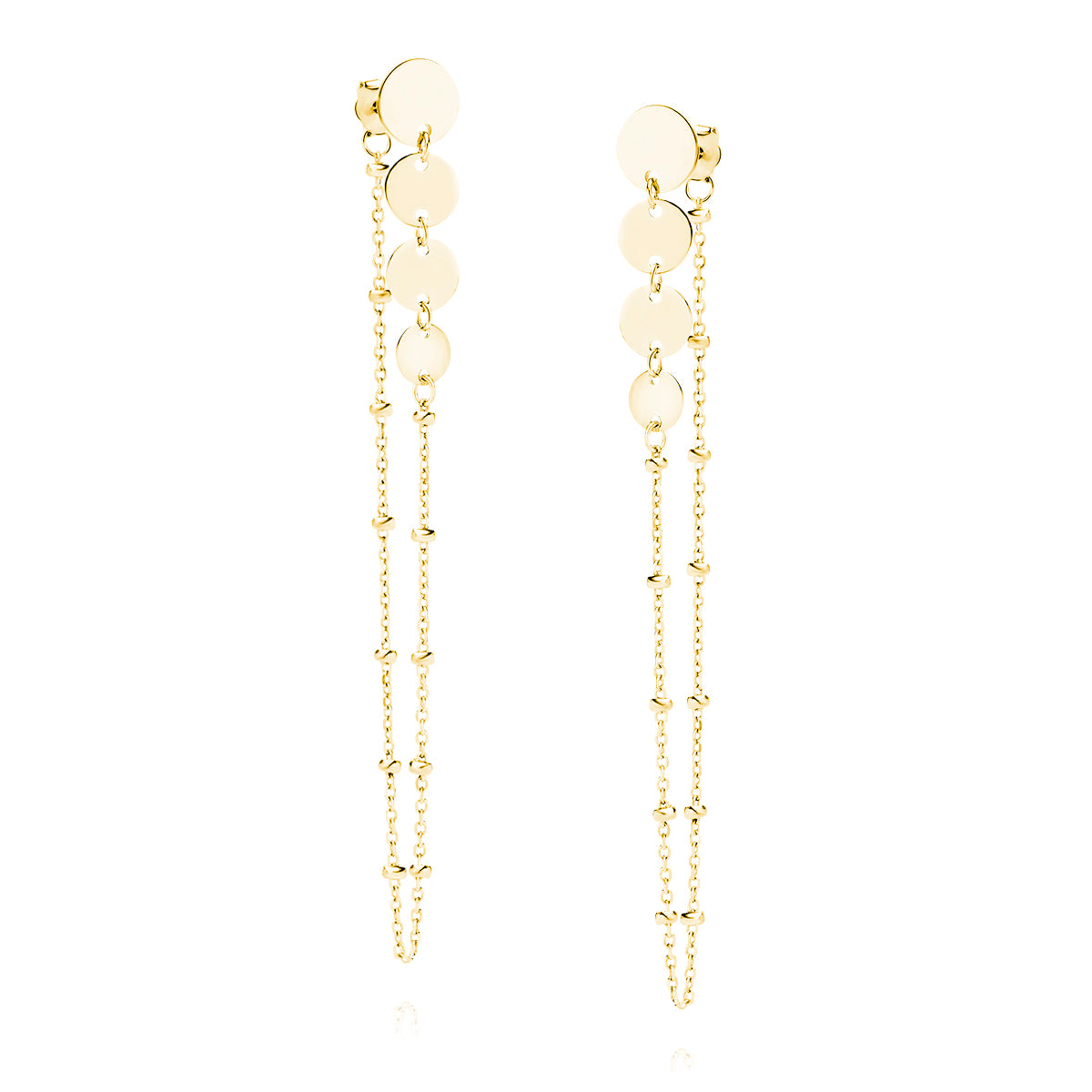 Forgyldte øreringe - cirkler og kæde med kugler (flere varianter) Sekundært billede