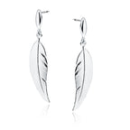 Sølv øreringe fjer (14321)