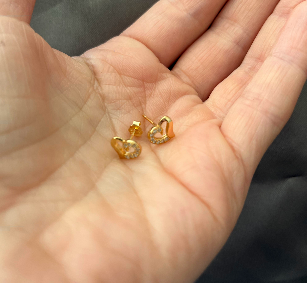 hjerte ørestikker i forgyldt sølv