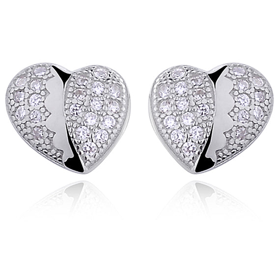ørestikker med hjerte i sølv Hovedbillede