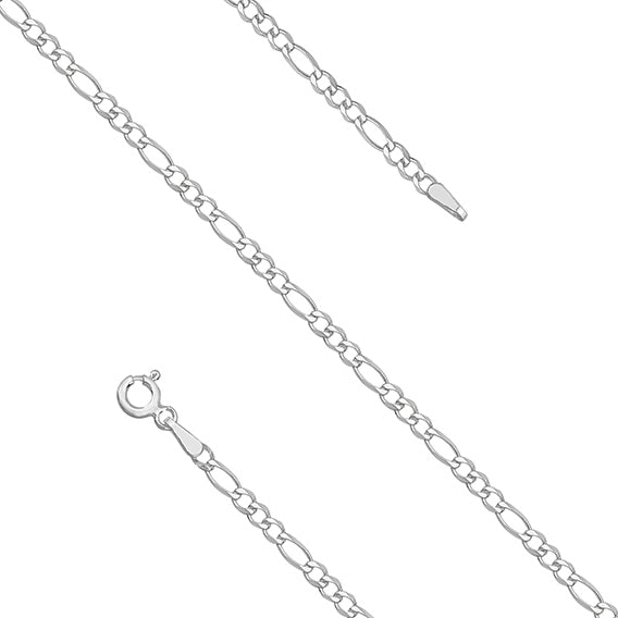 Sølv (925) halskæde diamond-cut figaro ekstra flad Ø 060 (flere størrelser) Sekundært billede