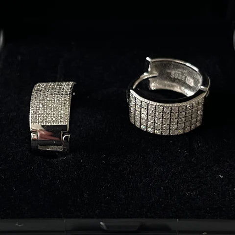 Elegante creoler med fem rækker zirconia, Latch back lås, sølv 925 (10054) Sekundært billede