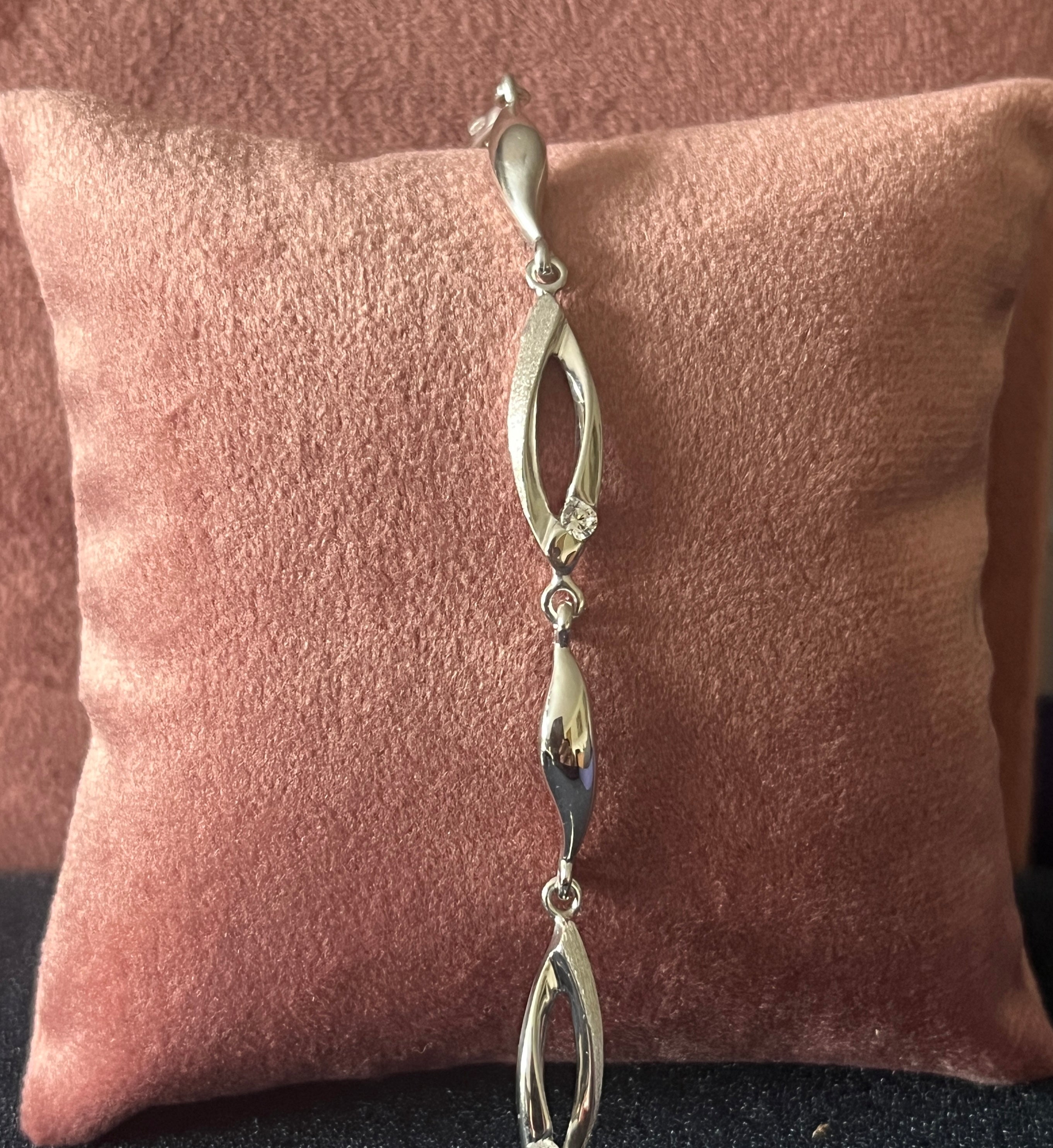 Sølv (925) klassisk armbånd med zirkoner 18 cm (4061) Sekundært billede