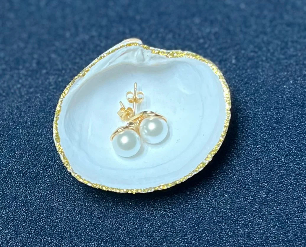 Perleøreringe med zirkoner, forgyldt sølv (11875) Sekundært billede