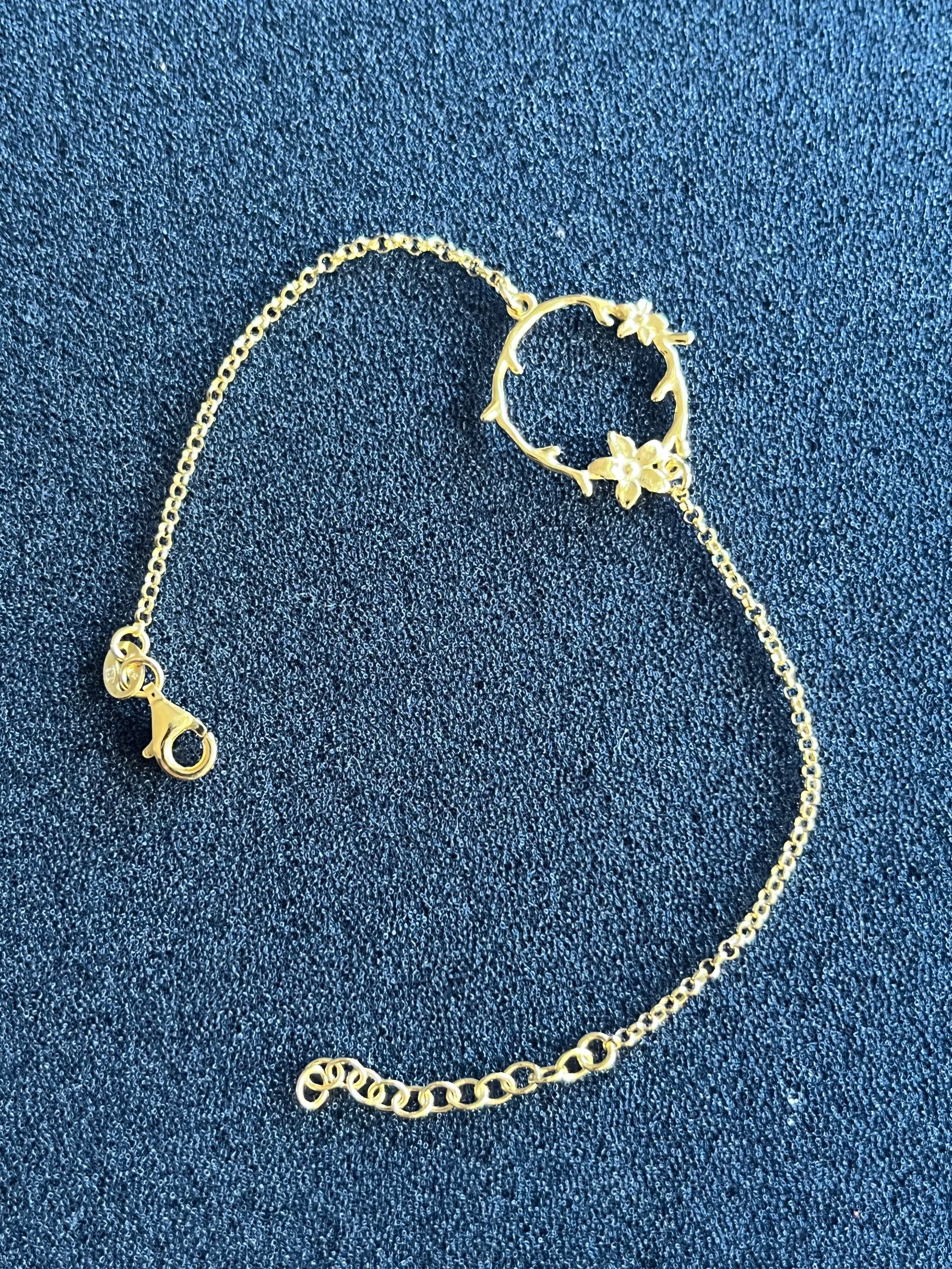 LAVAL Guldfarvet sterlingsølv 925 justerbart armbånd med blomster 16+3 cm (318732D) Sekundært billede
