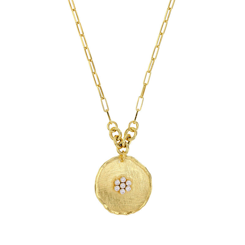 LAVAL Guldfarvet 925 sterlingsølv halskæde med 7 hvide cubic zirkoner - børstet finish, 40+5 cm (317853D) Hovedbillede