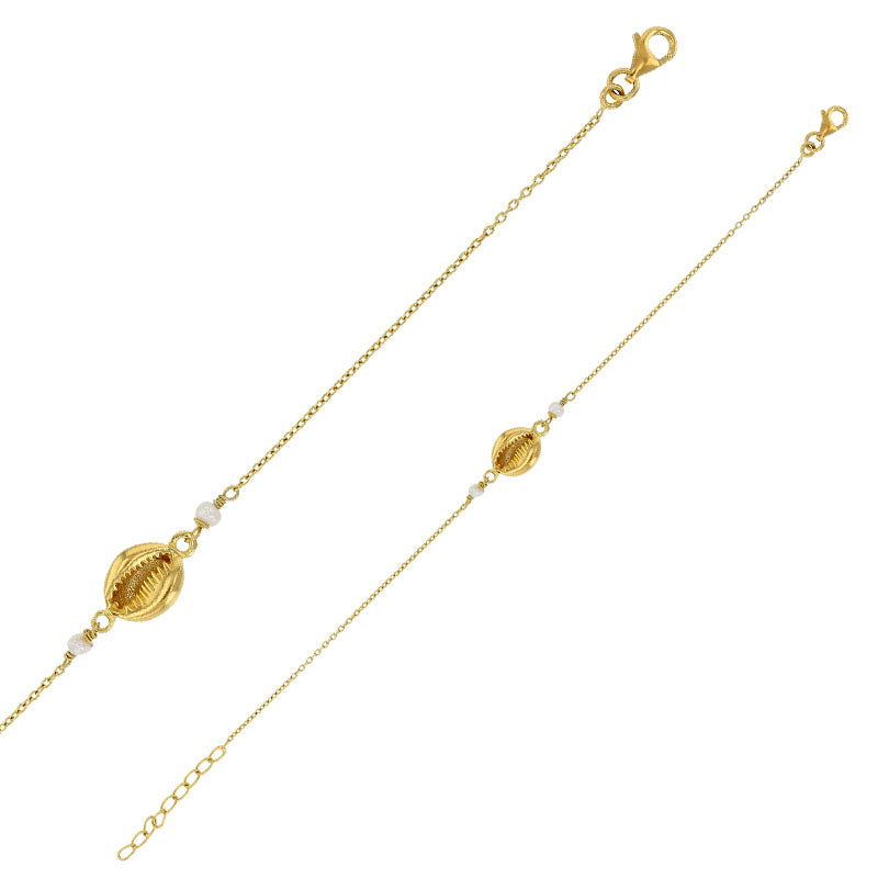 LAVAL Guldfarvet armbånd i sterlingsølv med muslingeskal og dyrkede ferskvandsperler 17+5 cm (318447) Hovedbillede