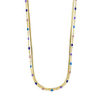 halskæde sterlingsølv med farvede emaljeperler
