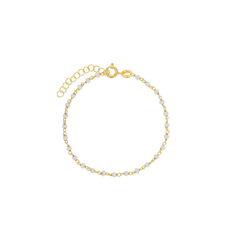 LAVAL Guldfarvet sterlingsølv armbånd med små hvide glasperler 16+3 cm (31812826DB) Hovedbillede