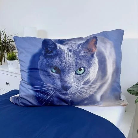 kat sengetøj mørkeblå