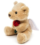 Uni-Toys Guardian Angel Teddy Bear - Bjørn Bamse med rose og vinger 13 cm, lille (TS015123-R)
