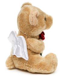 Uni-Toys Guardian Angel Teddy Bear - Bjørn Bamse med rose og vinger 13 cm, lille (TS015123-R)