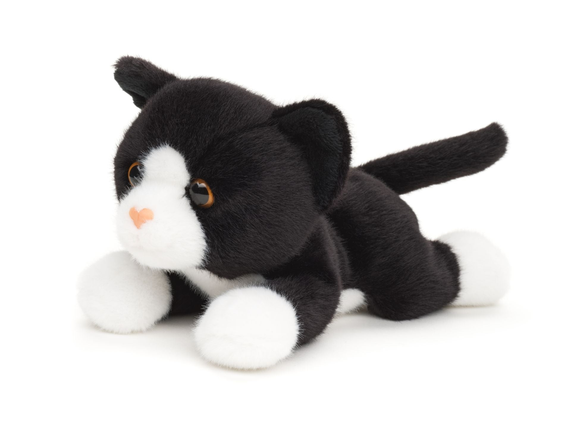 Uni-Toys Lille Kat Bamse, sort/hvid, liggende 20 cm, eco-firendly (HK20125) Sekundært billede