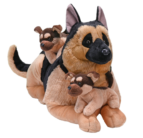 Wild Republic Jumbo Mom & Baby Schæferhund med hvalpe 65-70 cm – FunAndChic