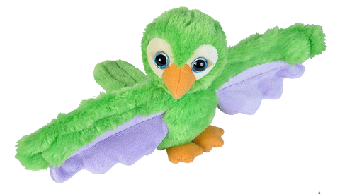 Wild Republic Papegøje bamse med snap armbånd - Huggers Green Parrot 16 x 33 cm