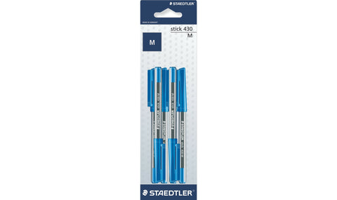 Staedtler Pen Stick Sort 430 Medium 430M3BK6D (6 stk). Blå