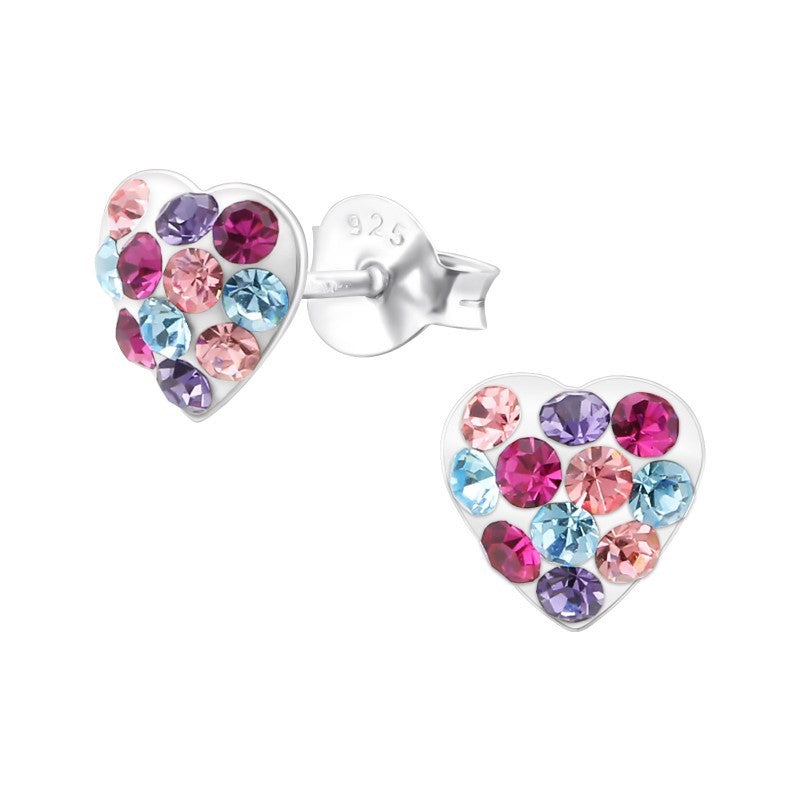 Hjerter ørestikker med krystaller i sølv 925 (flerfarvet) A4S14657 Hovedbillede